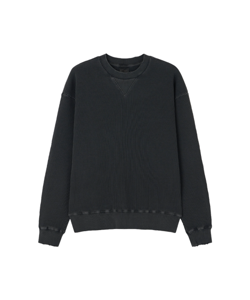 Waffle Sweat Shirt (Midnight Black)