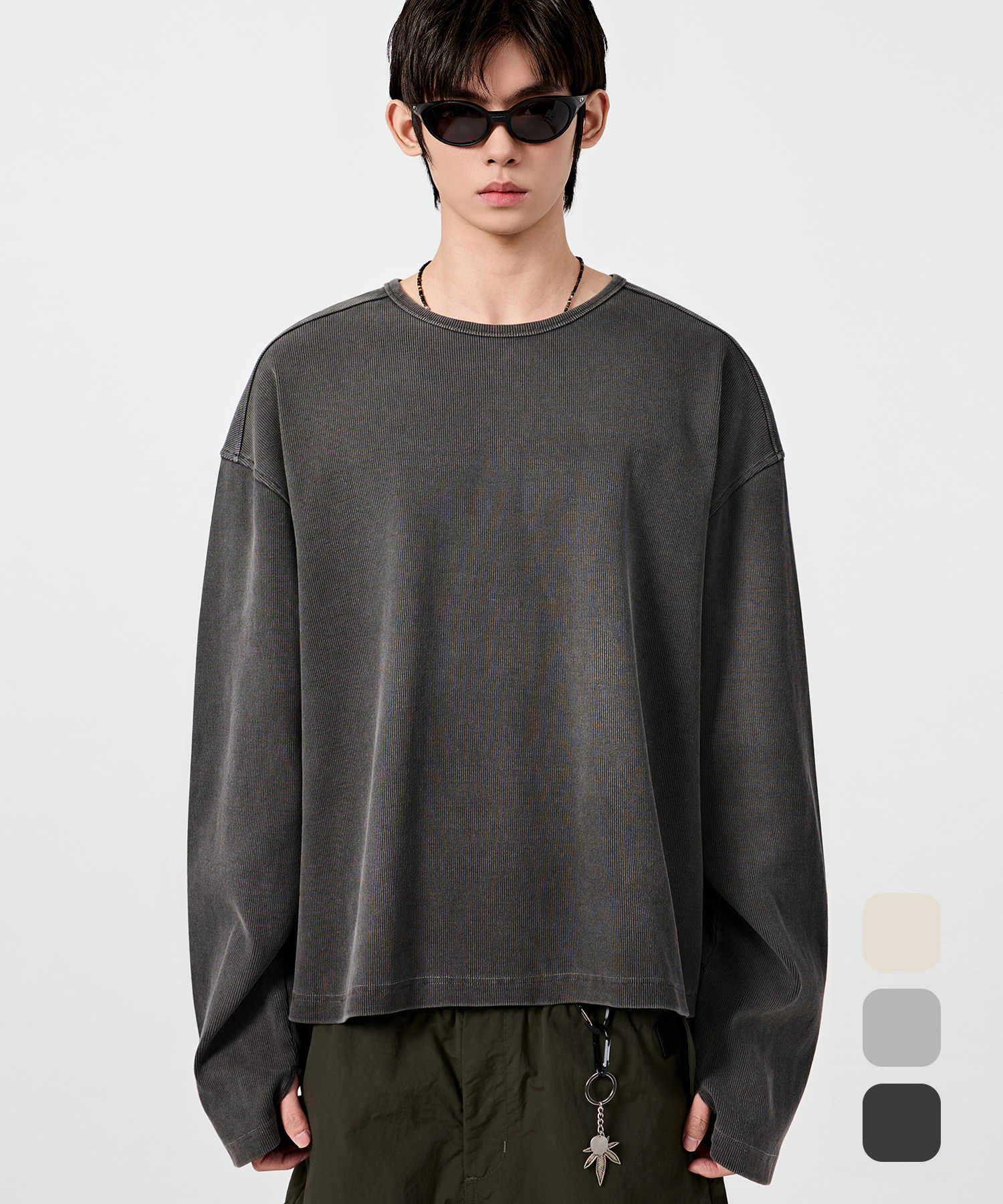 ESSENTIAL RIBBED LONG SLEEVE T-SHIRT_ 3 COLOR