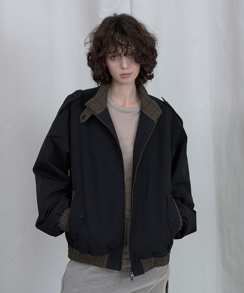 POINT CHECK DETAIL JACKET IN BLACK