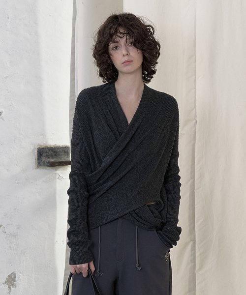 FLUID KNIT DRAPE CARDIGAN IN CHARCOAL