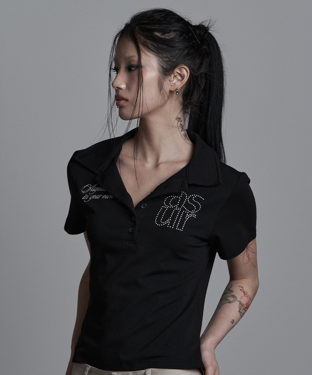 BASIC HOTFIX COLLAR T-SHIRT BLACK