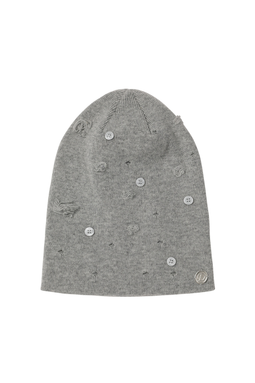 VINTAGE BUTTON BEANIE IN GREY