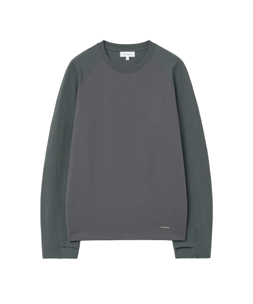 Two-tone raglan long sleeve CHARCOAL