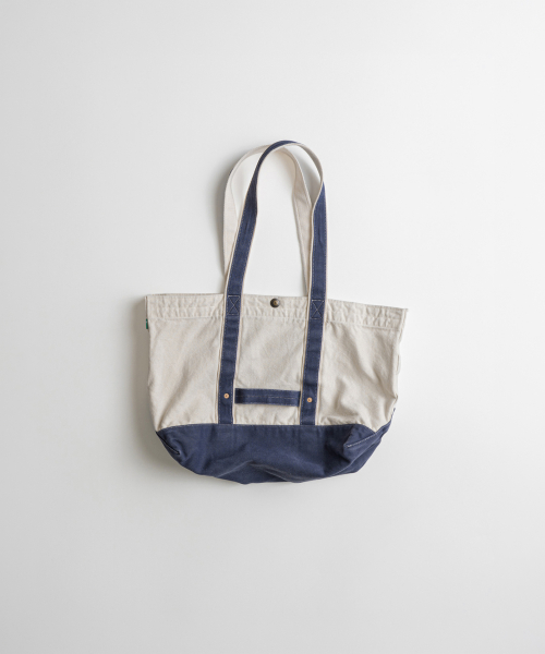 WASHED CANVAS TOTE BAG oatmeal/blue