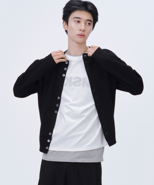 Dual knit cardigan BLACK