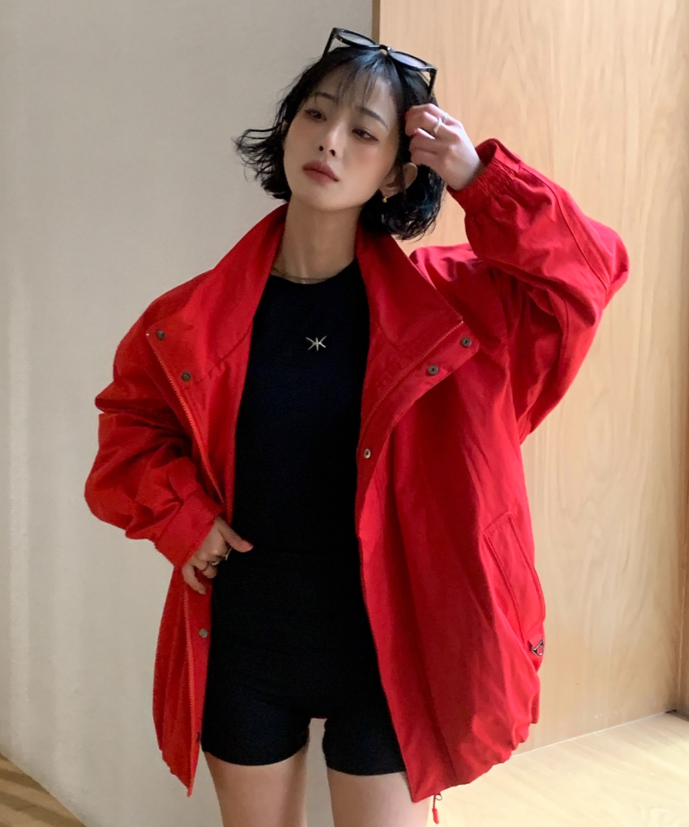 unisex volume blouson bomber jumper [red]