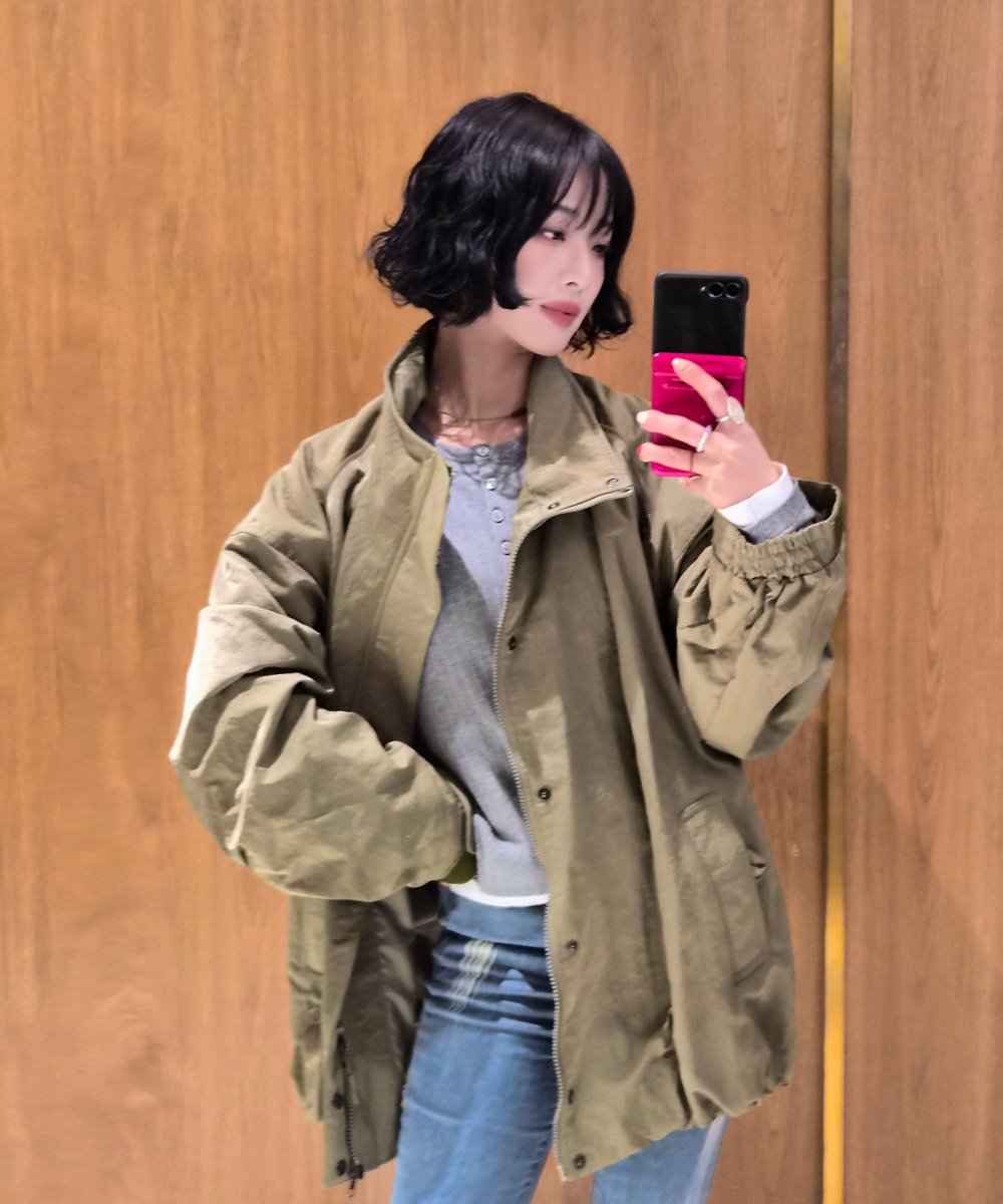 unisex volume blouson bomber jumper [light khaki]