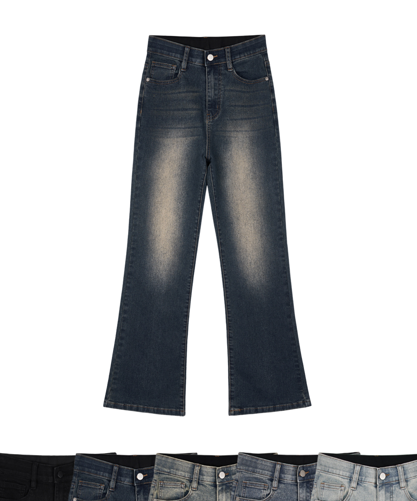 Slim boots cut washed denim pants - (6 color)