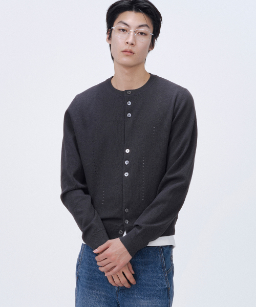 Dual knit cardigan CHARCOAL