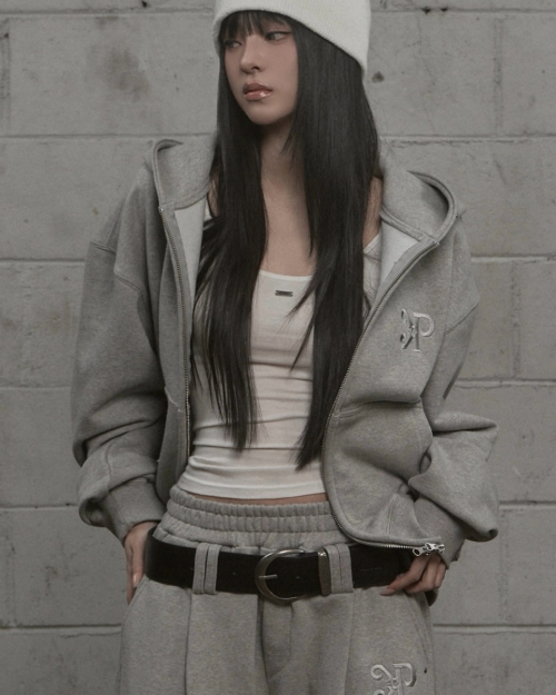 Steel Stud Hood Zip-Up (gray)