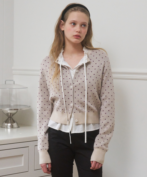 A DOT CARDIGAN_BEIGE