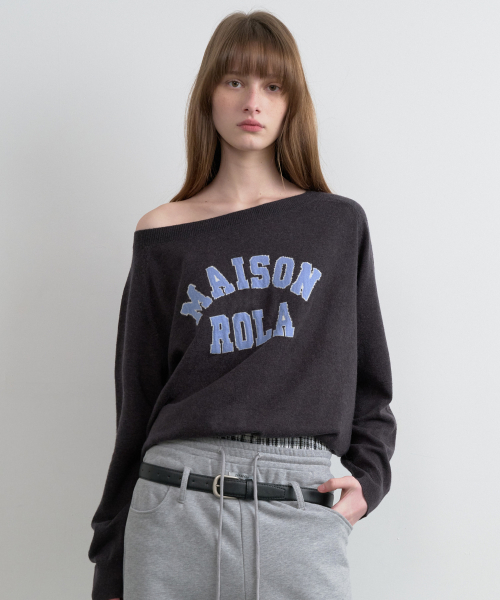 MAISON DE ROLA CAMPUS LOGO KNIT CHARCOAL