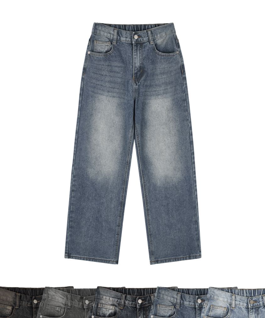 cloud washed denim pants - (5 color)