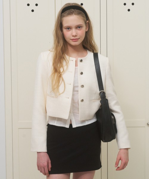 A CROPPED TWEED JACKET_IVORY