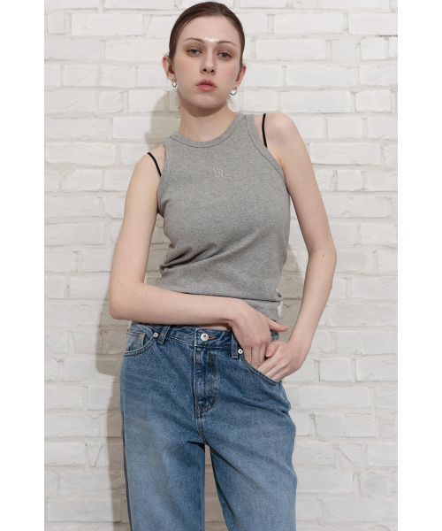 allday sleeveless топ_меланж серый