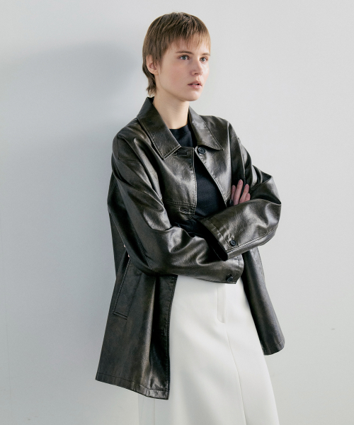 CRACK LEATHER HALF куртка - коричневый