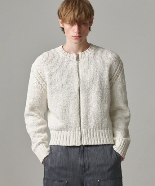 UNISEX, Bold молния-Up кардиган / IVORY