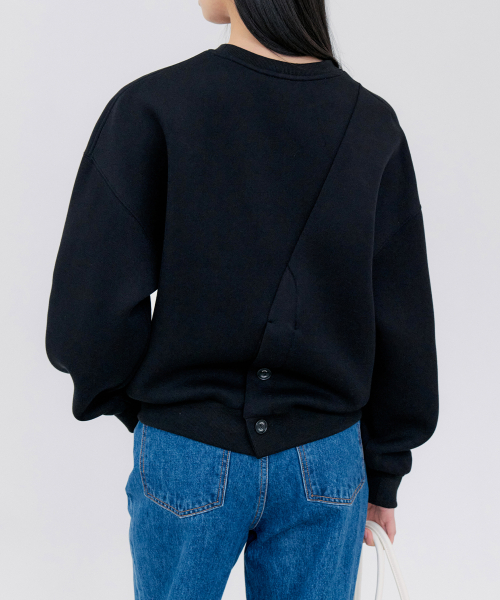 BACK пуговица-UP SWEATSHIRT - чёрный