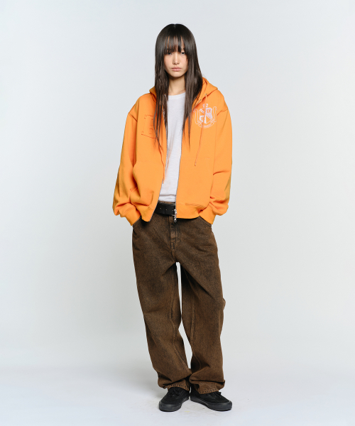 B LOGO PATCH толстовка молния-UP, ORANGE