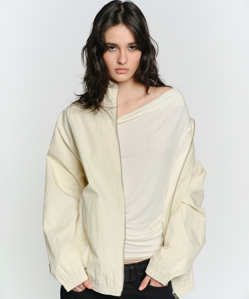 высокий воротник OVER FIT WIND JUMPER, IVORY