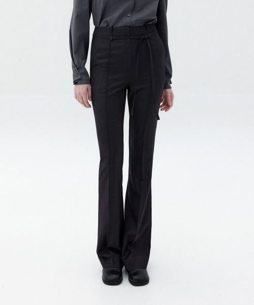 Base шерсть Strap Bootcut Slacks(Charcoal)