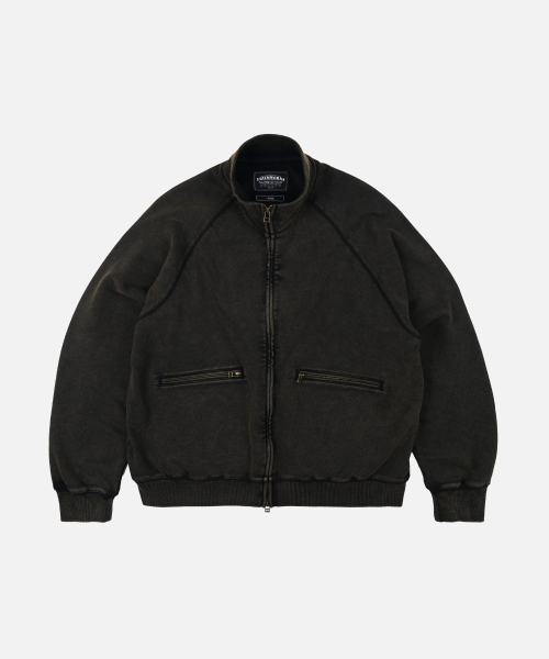 VINTAGE DYEING FULL ZIP SWEAT _ BLACK BROWN