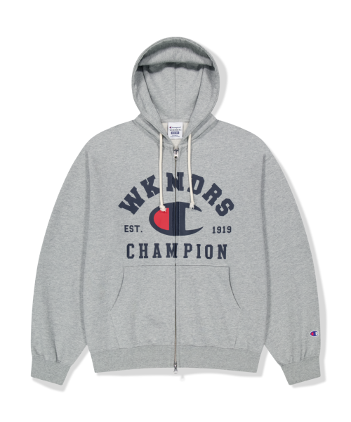 WKNDRS x CHAMPION LOGO ZIP-UP HOODIE (M.GREY)
