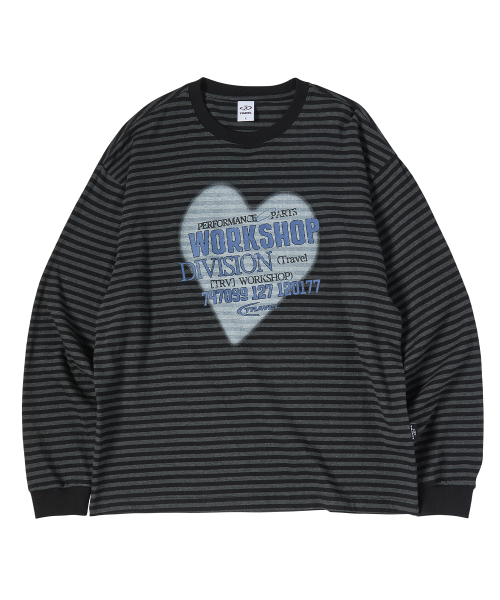 Лонгслив Spray Heart Stripe Black