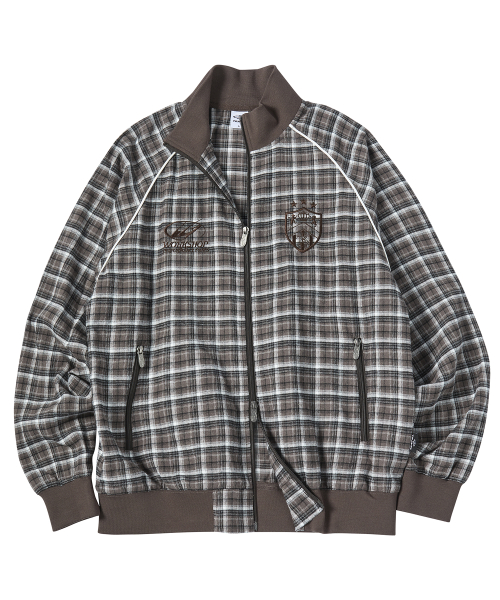 Спортивная куртка в клетку с кантом Track Jacket Brown