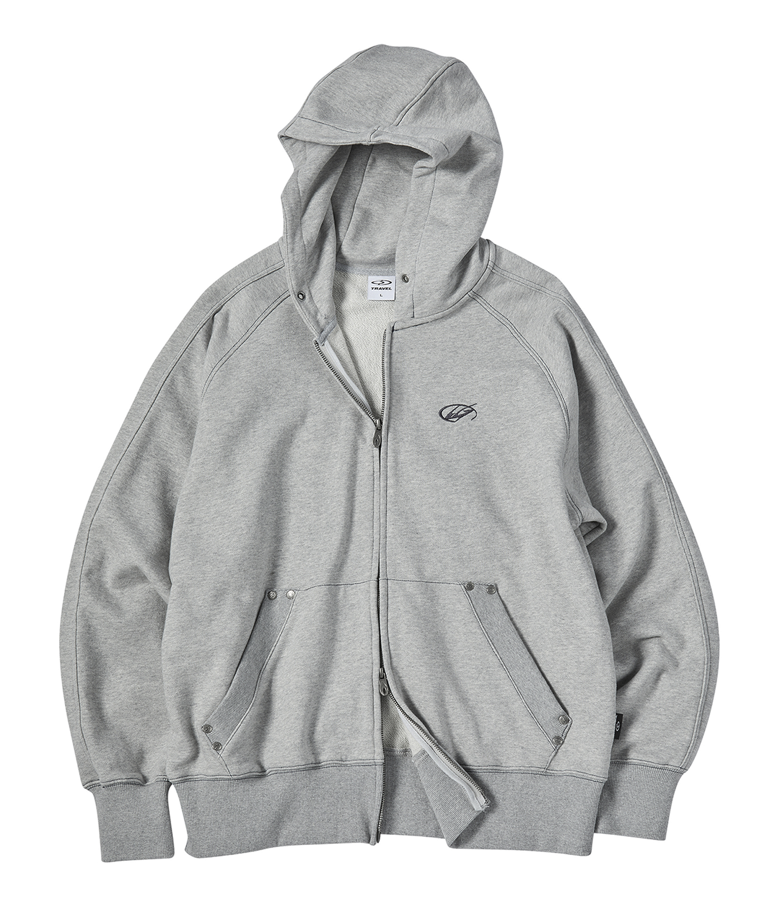 STITCH RAGLAN HOOD молния UP серый