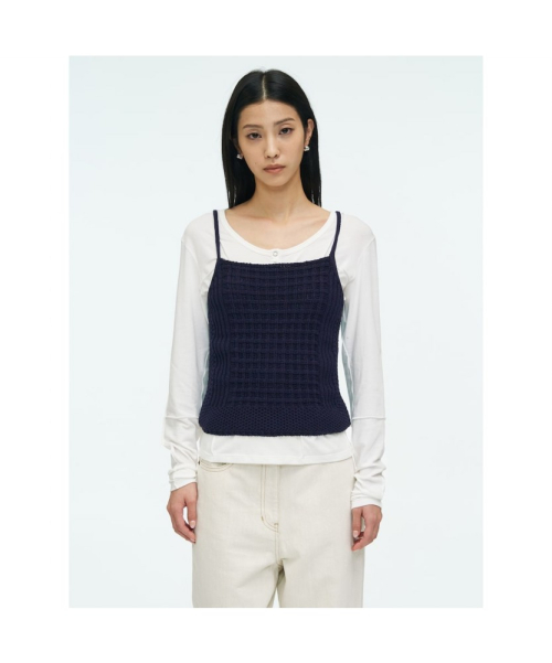 Waffle Bustier Top тёмно-синий