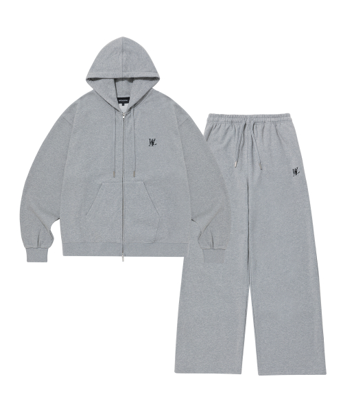 Костюм: худи на молнии и широкие брюки Signature (с начесом), Grey