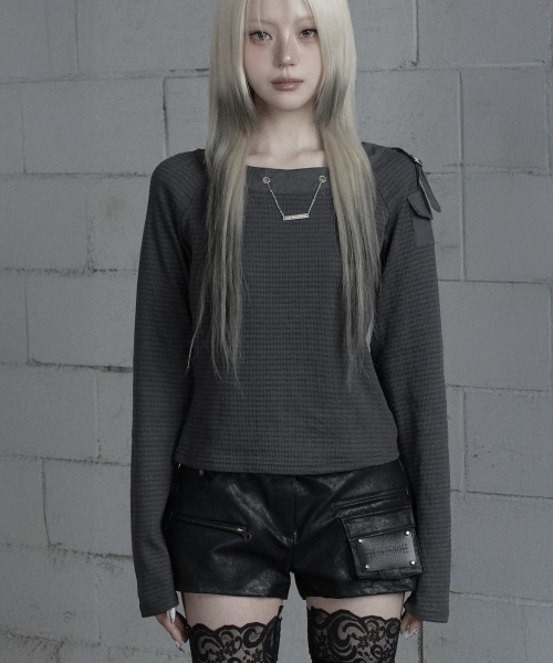 Chain Bijo Pocket Long Sleeve T-Shirt (Charcoal)