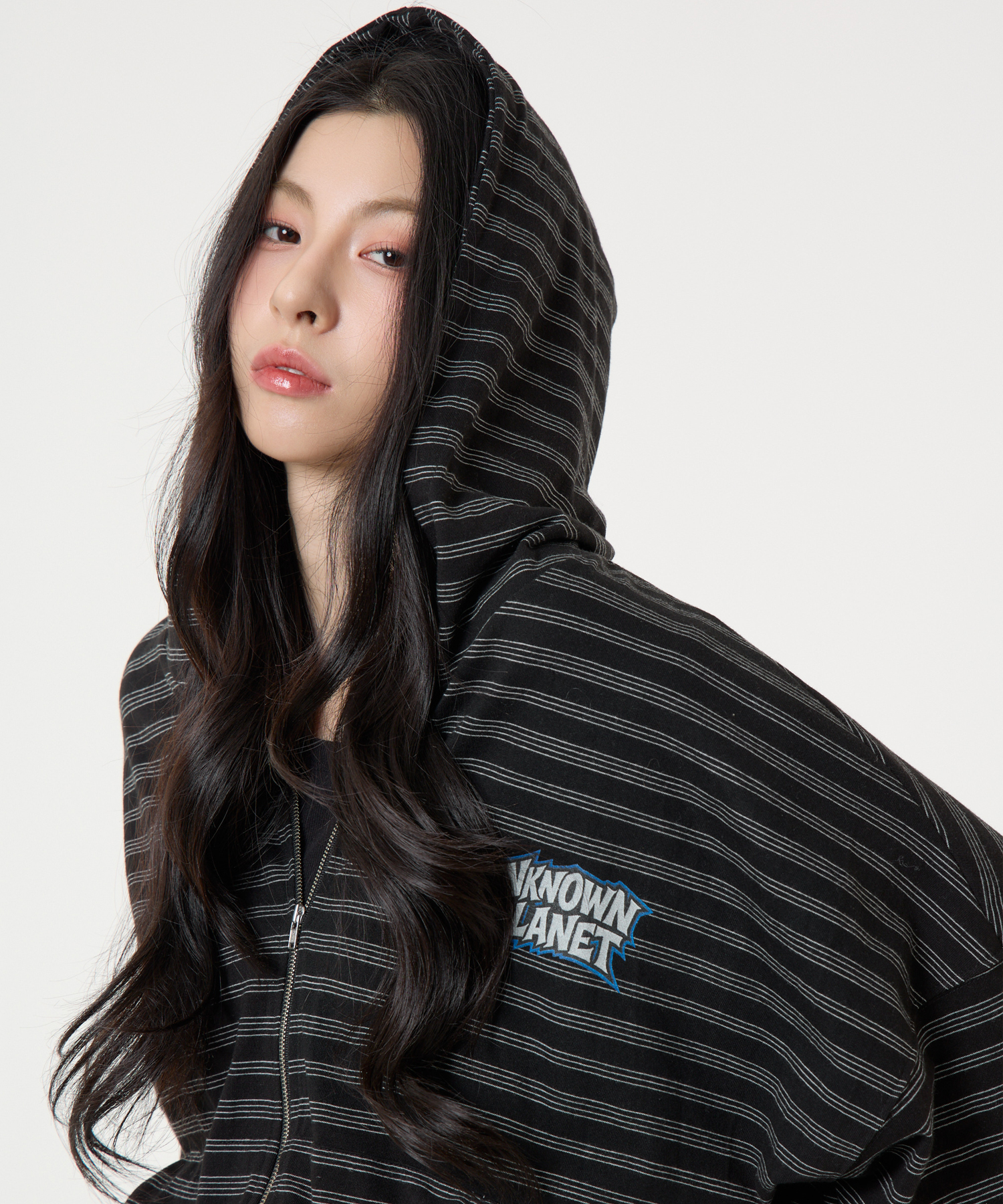Logo Print Stripes толстовка молния-Up чёрный