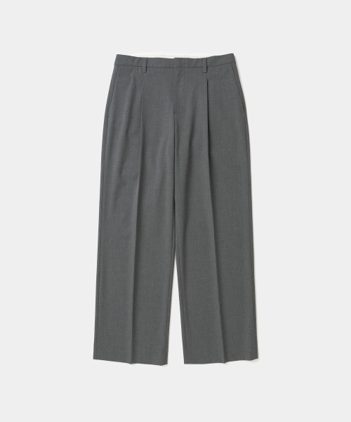 refined one tuck slacks wide fit grey