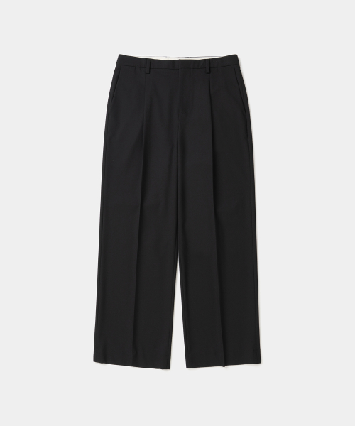refined one tuck slacks wide fit black