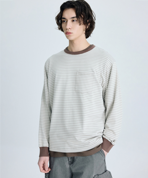 Лонгслив Wayne в полоску, Beige