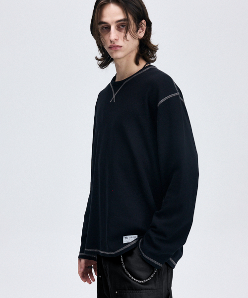 Лонгслив вафельный Pin Slub Black