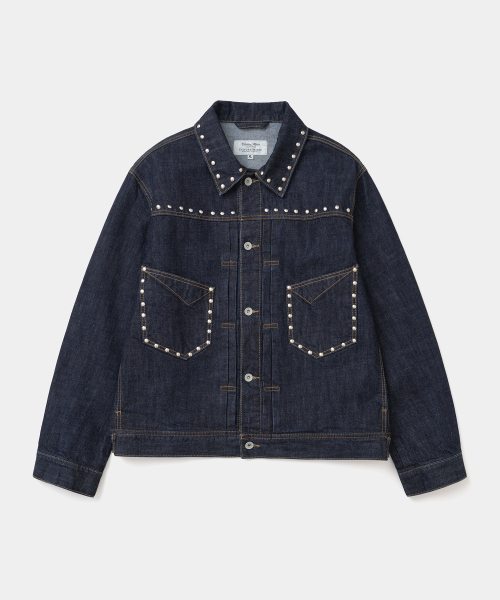 stud denim trucker jacket navy