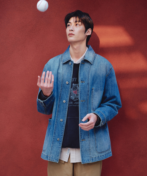 denim coverall jacket indigo blue