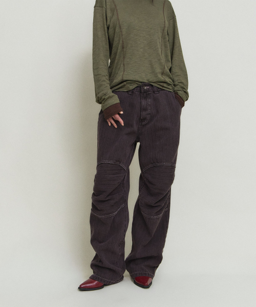 Брюки с двойными коленями Dying Herringbone (Burgundy)