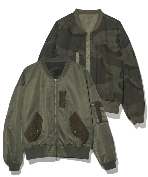 Двусторонний бомбер MA-1 с трикотажными вставками, Khaki