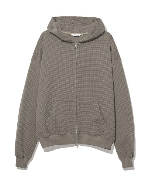 Плотное вафельное худи на молнии Stone Beige