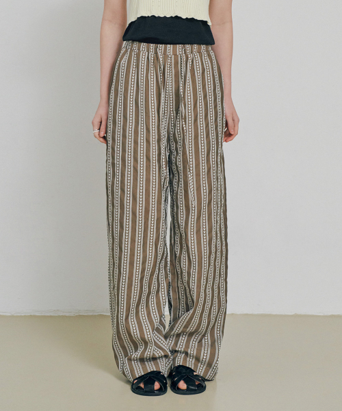 Ethnic banding pants BROWN