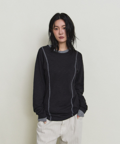 Лонгслив из модала Double Layer (Black)