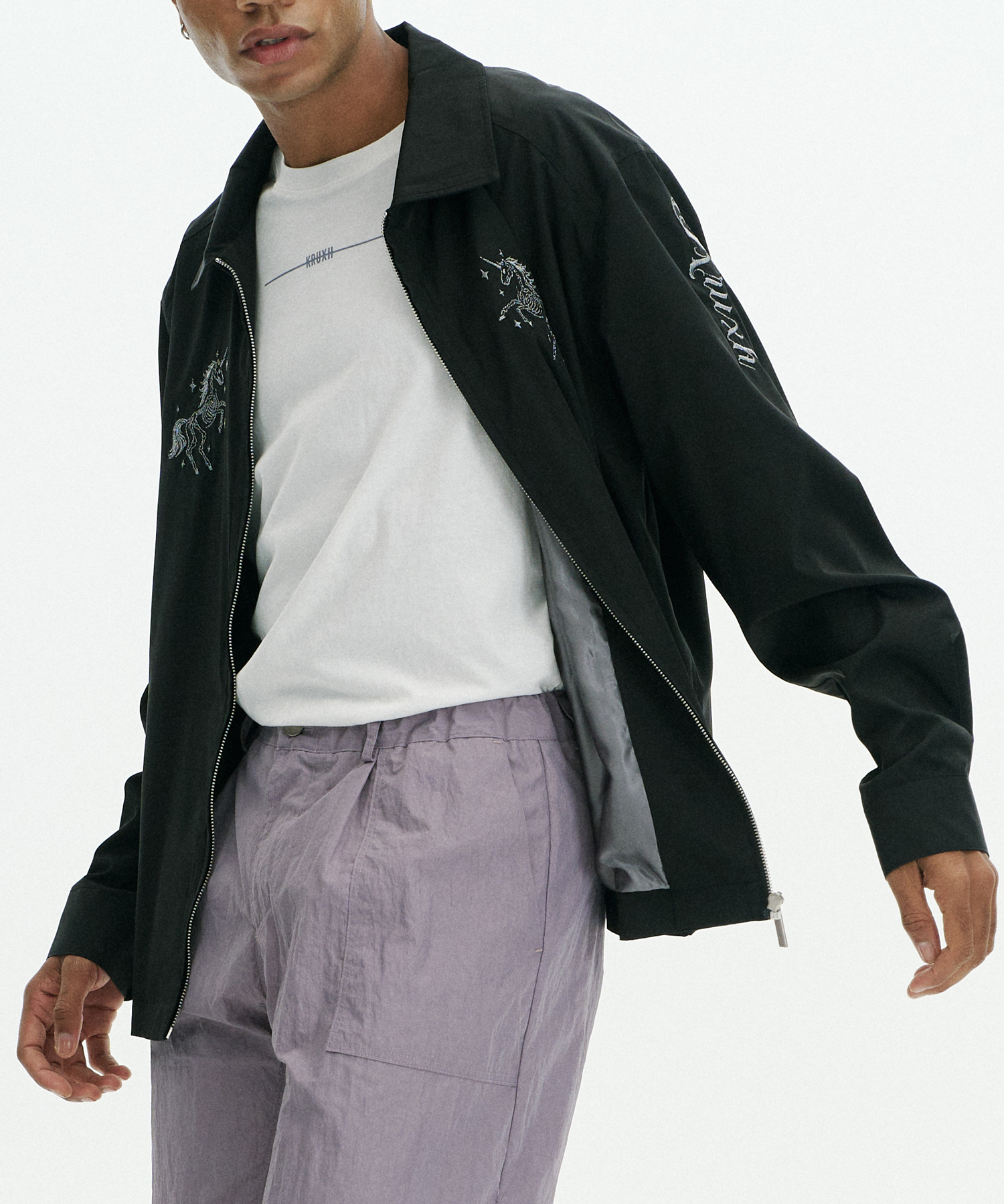 Unicorn Embroidered Sukajan blouson - чёрный