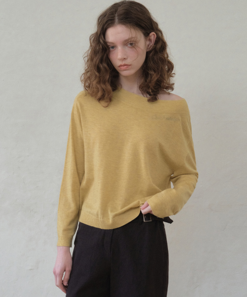 Lettering Boatneck Knit_VINTAGE YELLOW(OC26KN17)