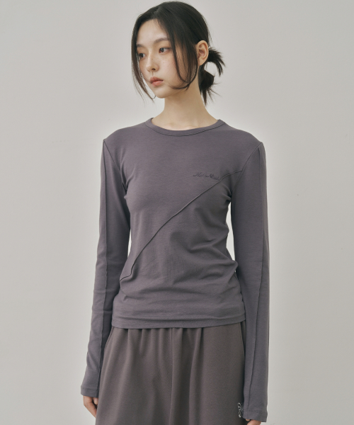 닉앤니콜(NICK&NICOLE) DIAGONAL LONG SLEEVE TOP_CHARCOAL - 사이즈 & 후기 | 무신사