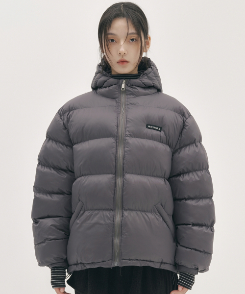 LIGHT PUFFER HOODIE PADDING_GRAY