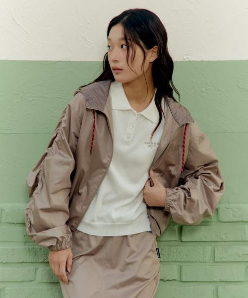 WOMAN SHIRRING WINDBREAKER JACKET (2 COLOR)